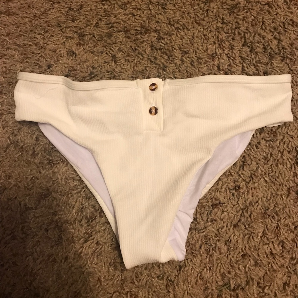Cream Bikini Bottoms with Buttons